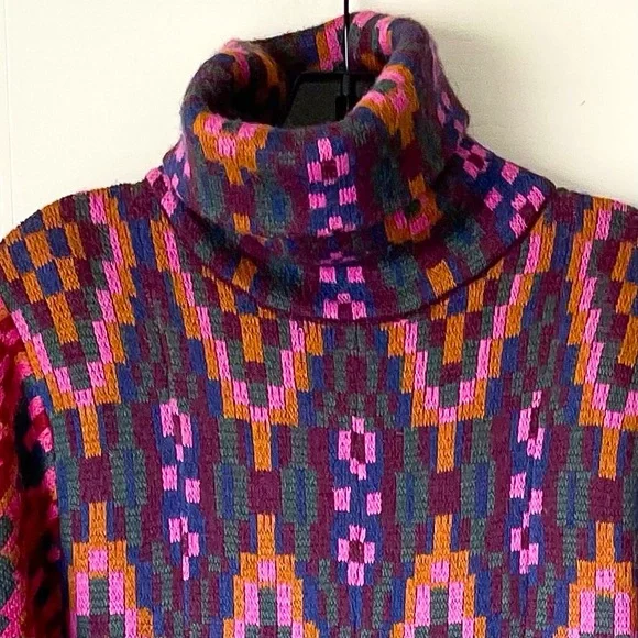 Farm Rio Tapestry Scarf Sweater Maxi Dress Knit Pink Multi Small NWT - Picture 5 of 14